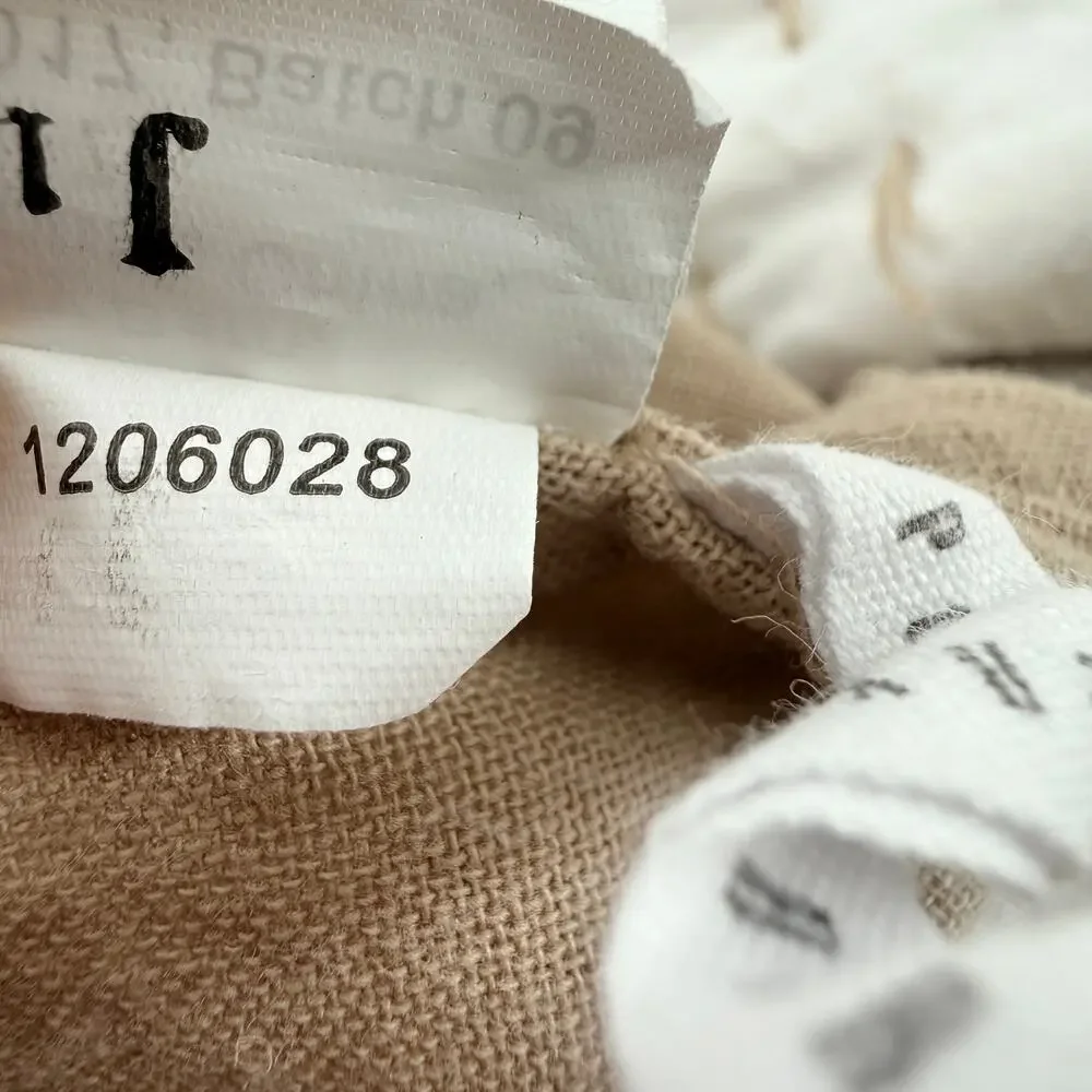 Pottery Barn Pickstitch Standard Pillow Shams Lot Set of 2 Tan Cotton Linen